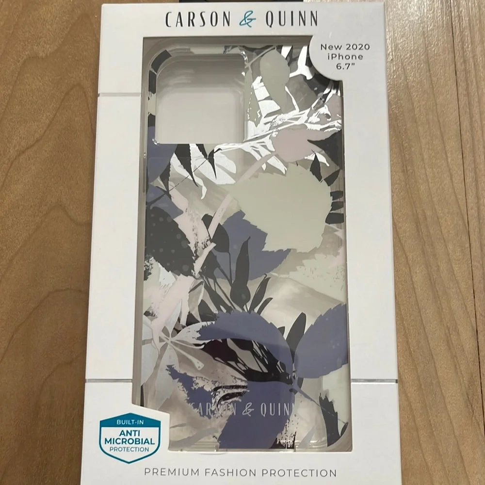 New iPhone 12 Pro Max Carson & Quinn Blue Leaves Anti Microbial Case